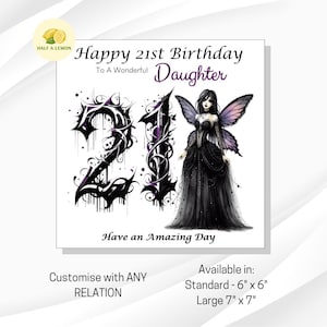 Carte de 21e anniversaire, toute relation, fille, petite-fille, nièce, soeur, arrière-petite-fille, cadeau, carte gothique de 21e anniversaire pour elle,