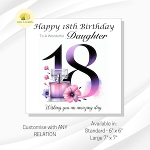 Carte d'anniversaire 18 ans, carte d'anniversaire fille 18 ans, pour toute relation, petite-fille, nièce, soeur, dix-huitième, jalon, cadeau, fille, elle