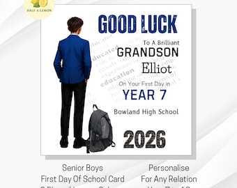 Personalised First Day of Secondary School Card for Boys: Blazer/Jumper Colours