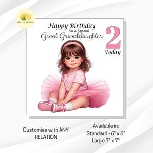 Carte de 2e anniversaire, pour TOUTES les relations, deux aujourd'hui, arrière-petite-fille, arrière-nièce, filleule, fille, petite-fille, cadeau, elle, fille,