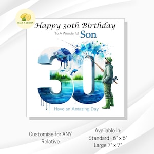 Carte 30e anniversaire, carte 30e anniversaire pour fils, carte 30e anniversaire frère, pour neveu, gendre, cadeau 30e anniversaire, thème pêche 30e,