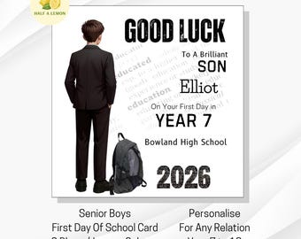 Personalised First Day of School Card for Boys: Blazer/Jumper Colours