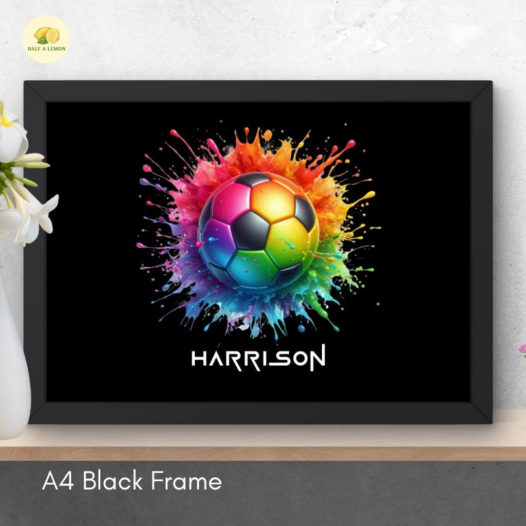 Personalised Football Print: Neon Paint Splash Art (A4/A3) - Etsy UK