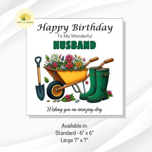 Carte d'anniversaire pour mari sur le thème du jardinage, carte parfaite pour mari qui aime bricoler dans le jardin, carte d'anniversaire de mari, cadeau