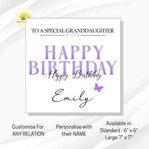 Carte d'anniversaire de petite-fille, carte d'anniversaire, pour toute relation, cadeau d'anniversaire personnalisé, pour elle, carte de petite-fille, petite-fille adulte,