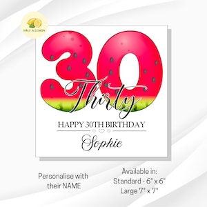 30th Birthday Card, 30th Birthday Card For Her, Happy 30th Birthday Card Friend, Thirty, 30th Birthday Gift, Best Friend, Watermelon effect,
