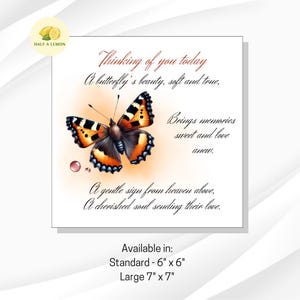 Carte de deuil, désolé pour votre perte, carte de sympathie, carte du souvenir, papillon, cadeau