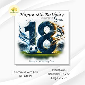 Carte d'anniversaire 18 ans, Carte d'anniversaire de fils, Carte d'anniversaire de fils, Petit-fils, Carte d'anniversaire de frère, Neveu, Football, Cadeau de 18 ans,