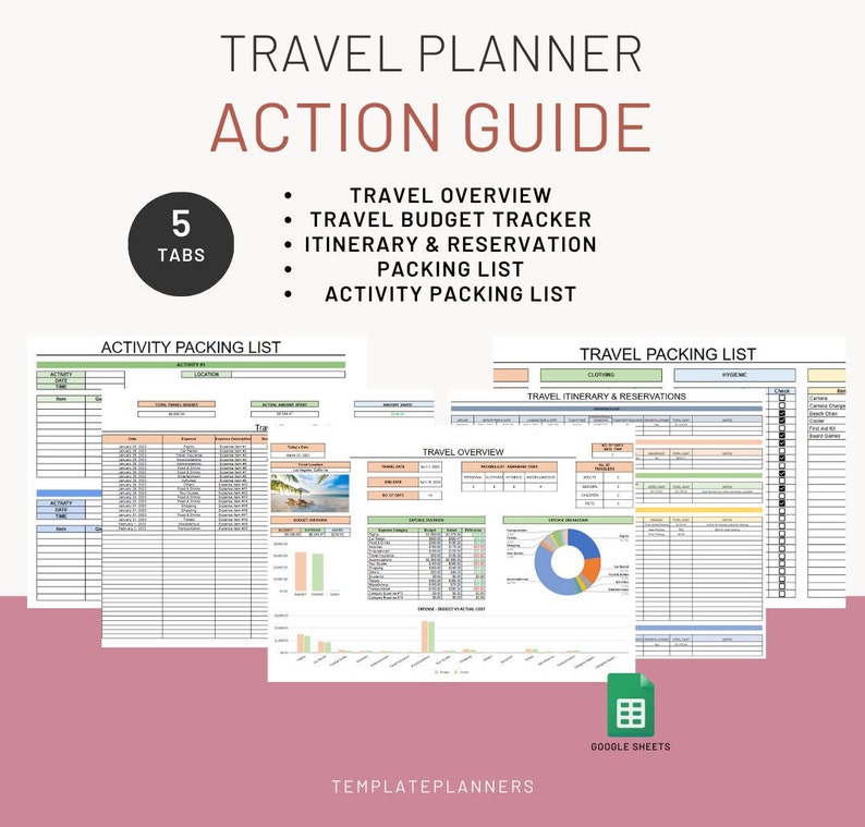 Travel Planner Template Google Sheets Travel Budget Tracker Travel