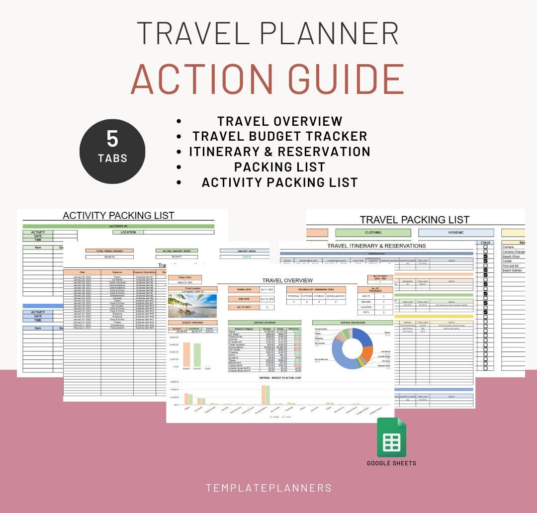 Travel Planner Template Google Sheets Travel Budget Tracker Travel