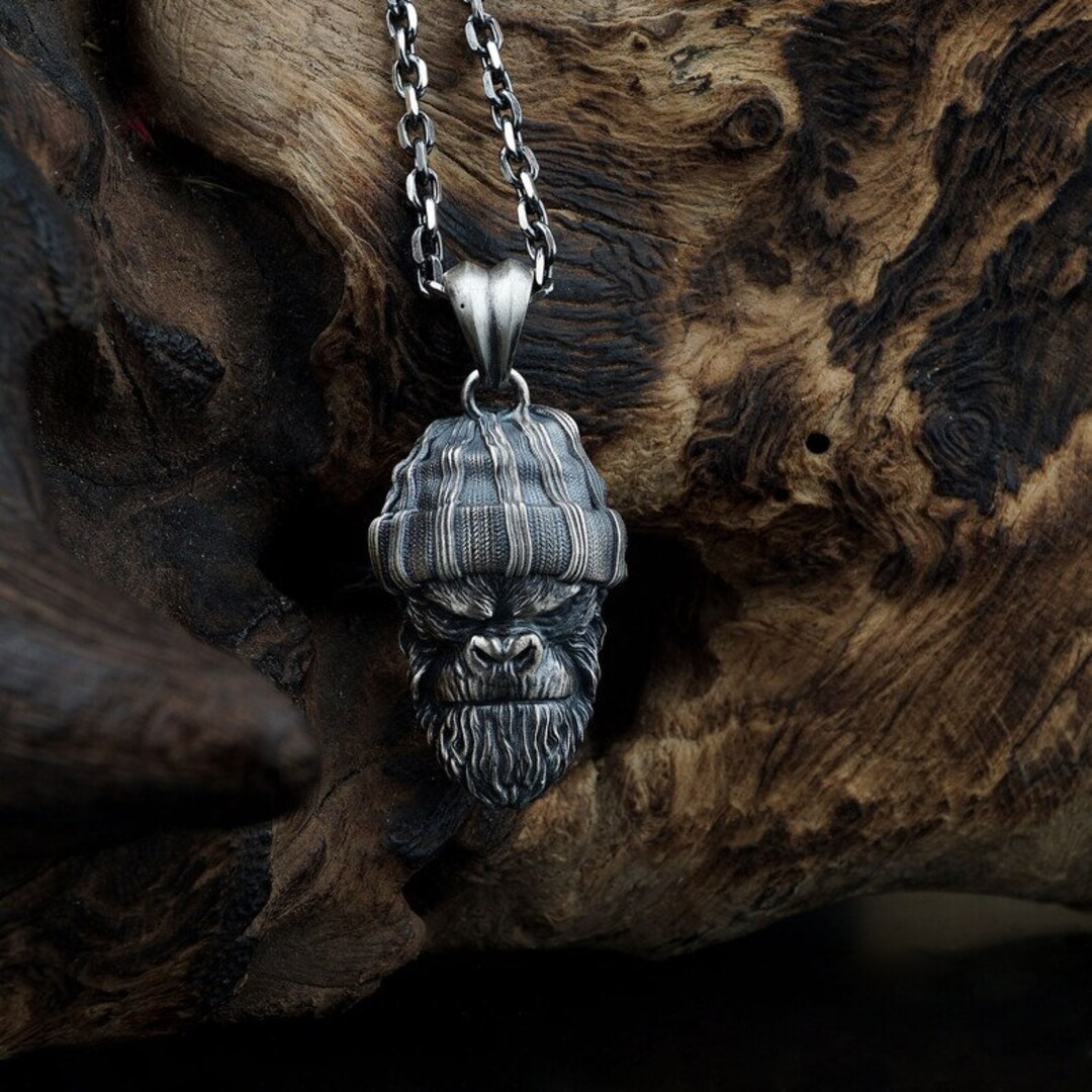 Men's Sterling Silver Gorilla Pendant Animal Accessory Etsy