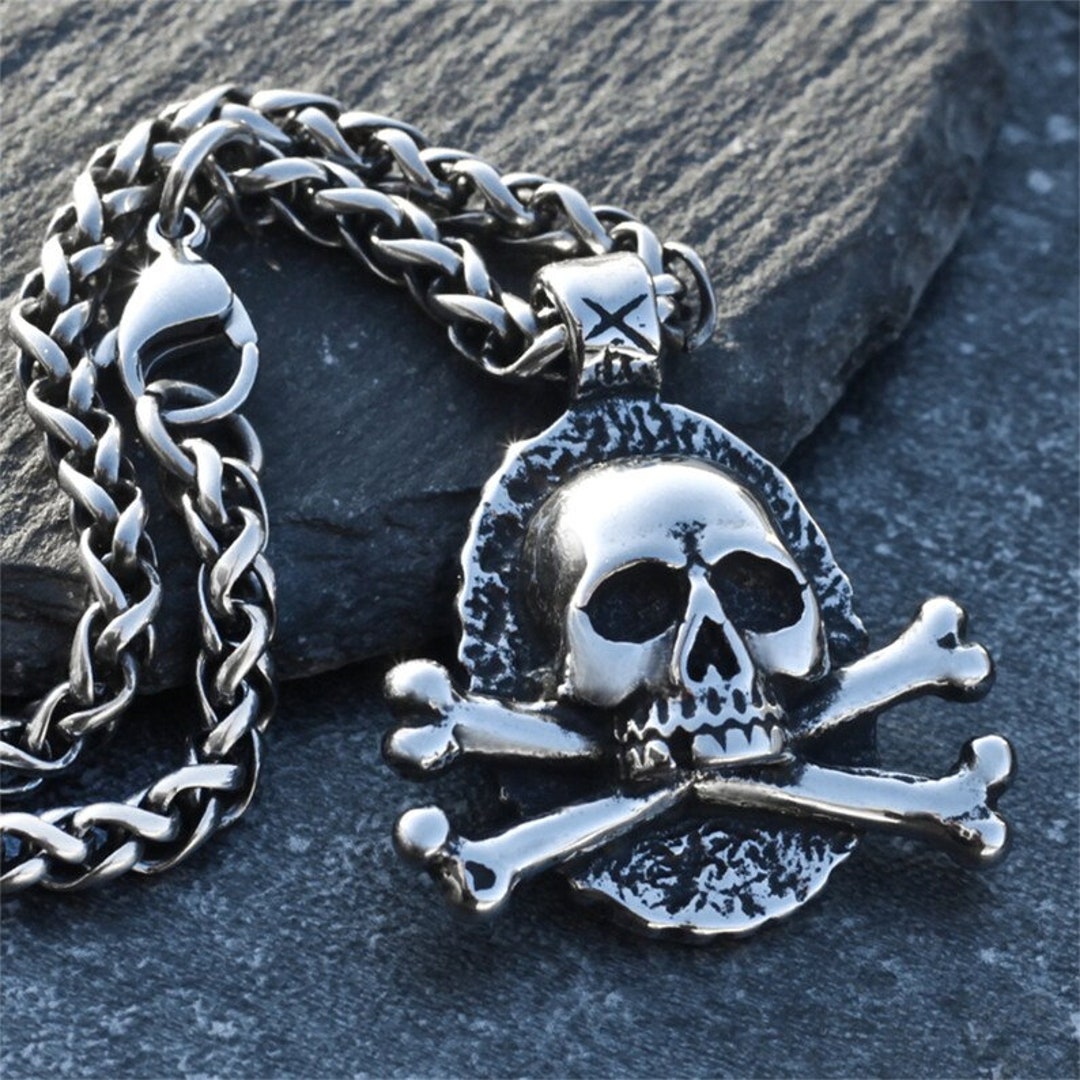 Skull and Crossbones Necklace Skull Pendant Memento Mori Etsy UK