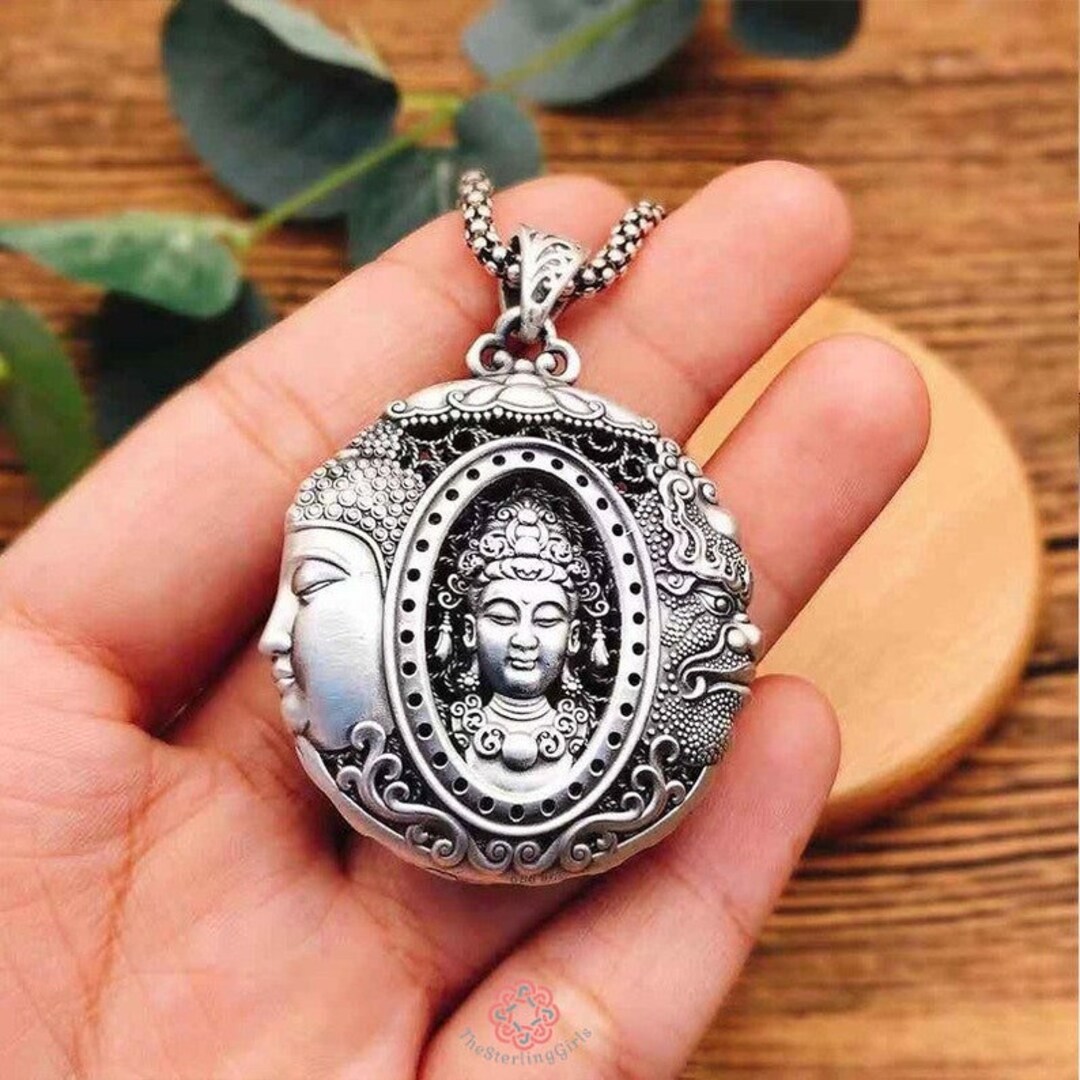 Sterling Silver Buddha Pendant Necklace for Men & Women Gift Etsy