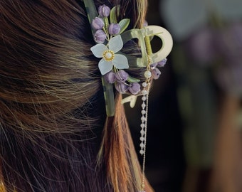 Accessorio per capelli del mughetto per il regalo del Capodanno lunare Artiglio per capelli fiore per decorazioni per capelli Hanfu per gioielli da sposa