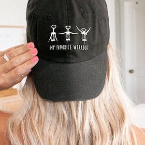 Wine Hat, Funny Wine Workout Embroidered Hat, Wine Girls Hat, Wine Lover Exercise Gift Cap, Ladies Weekend Hats