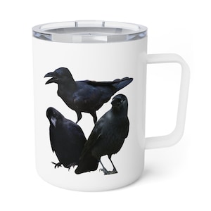 Crow Mug, Crows Insulated Coffee Mug, Funny Bird Lover Gift, Crows Lover Cup