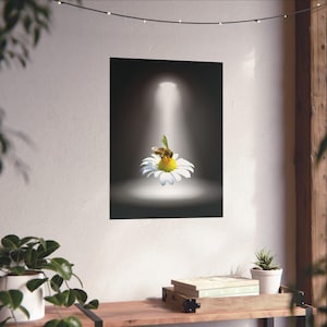 Bee on a Flower Art Print, Bee Lover Wall Print, Featured Endangered Species Wild Bee Poster Print, Bee Lover Gift