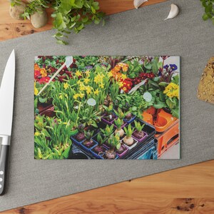Flowers Blubs and Pots Garden Glass Cutting Board