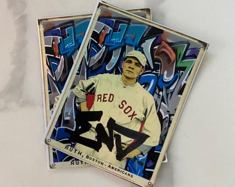 Handcrafted Babe Ruth Graffiti-Inspired Holographic Sticker Pack (2 Pack) – Street Art Baseball Card Style