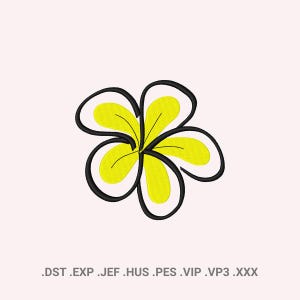 Op de afbeelding: Een gestileerd bloemmotief met een gele bloem met zwarte contouren en witte accenten. De bloem heeft vijf bloemblaadjes en is gecentreerd op een lichtroze achtergrond. Bestandsformaat extensies worden onderaan weergegeven.