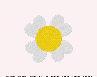 Daisy Hearts Machine Embroidery Design: Floral Applique (Instant Download)
