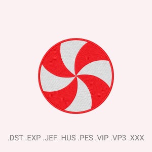 May include: A red and white spiral design, resembling a peppermint candy, is centered on a light pink background. The design is a circular shape with alternating red and white segments. The image includes file format extensions at the bottom.