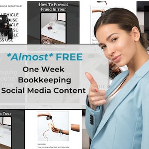 One Week Sample Bookkeeping Social Media Posts & Story Templates | Social Media Content | Made By Bookkeepers | Canva Templates | Accounting