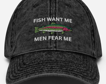 Fish Want Me Men Fear Me Summer Fishing Hat For Women Fishing Mom Gift From Daughter Angler Hat For Fisherman Gift Vintage Fishing Hat