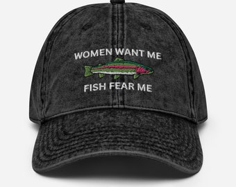 Women Want Me Fish Fear Me Funny Fisherman Hat For Summer Fisherman Hat Fathers Day Gift From Daughter Vintage Fishing hat Angler Hat
