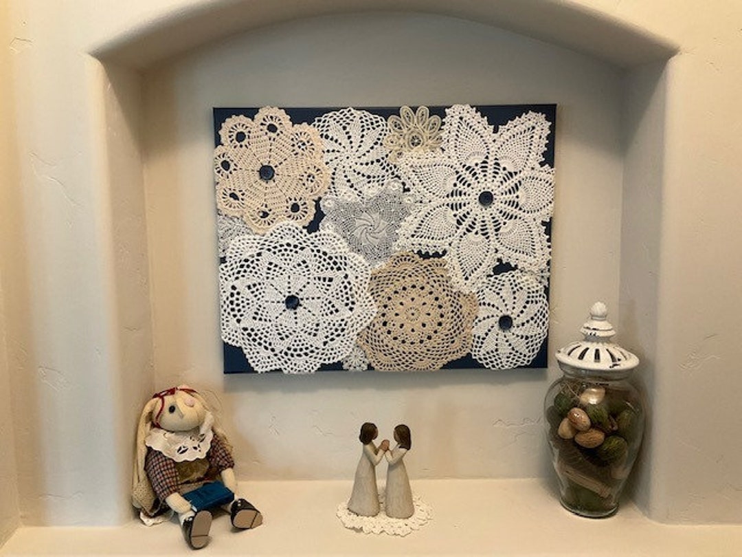 Vintage Doily Wall Art 16 X 20 163, Doily Design Originals, Shabby