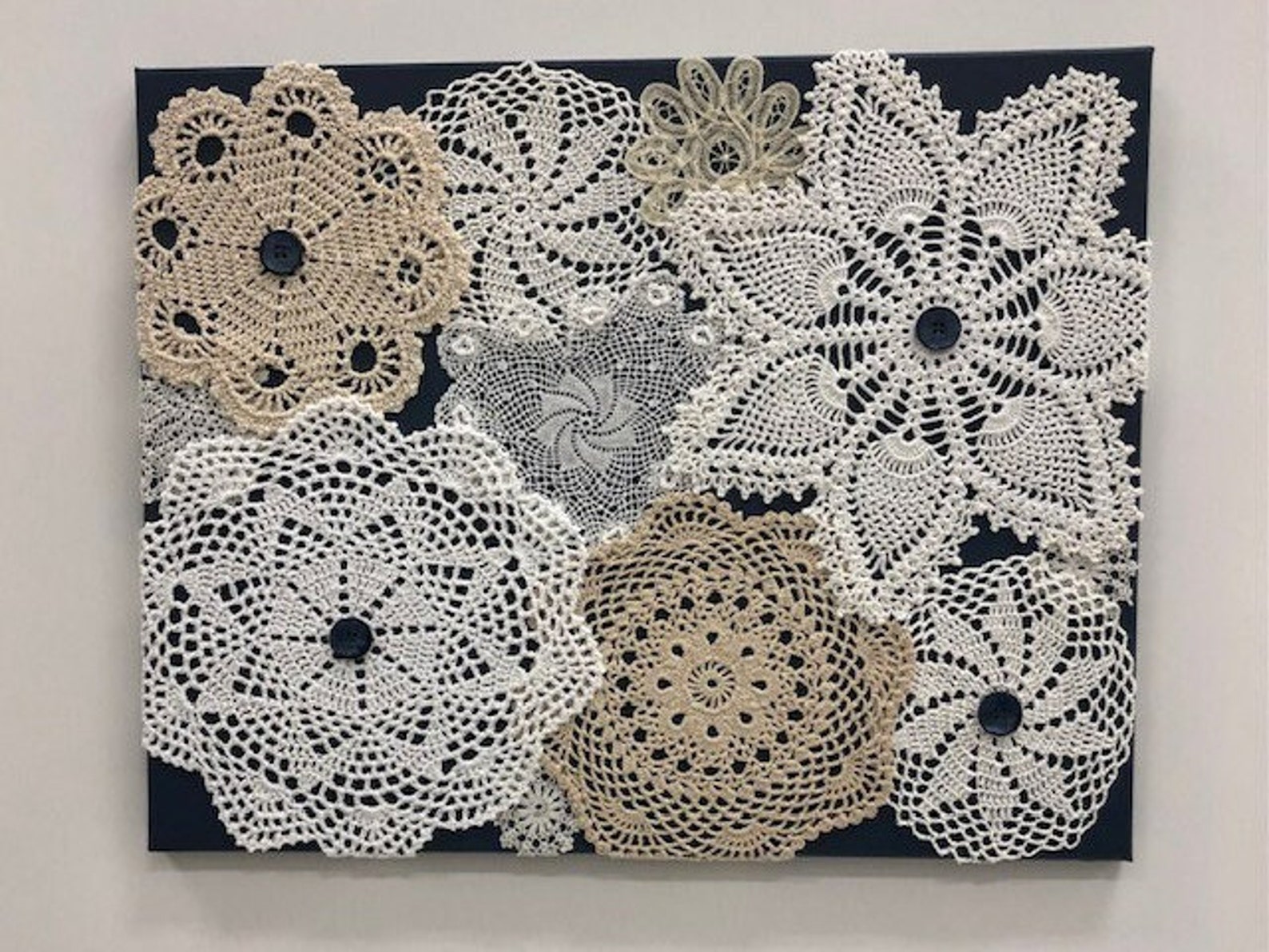 Vintage Doily Wall Art 16 X 20 163, Doily Design Originals, Shabby