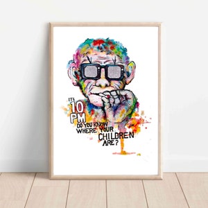 Monkey Business watercolor printable wall art