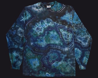 Black and Blue Geode Long Sleeve Tie Dye Shirt - L Shaka Wear 7.5 oz. 100% Cotton Super Max Heavy
