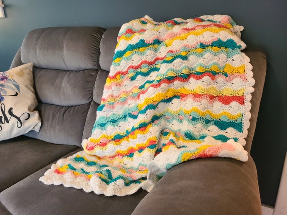 Crocheted Baby Blanket Handmade, Multiple Variations, Lion Brand