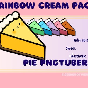 Pie PNGtuber Model - Rainbow Cream Pack - Dessert Sticker Badge Streaming Bundle