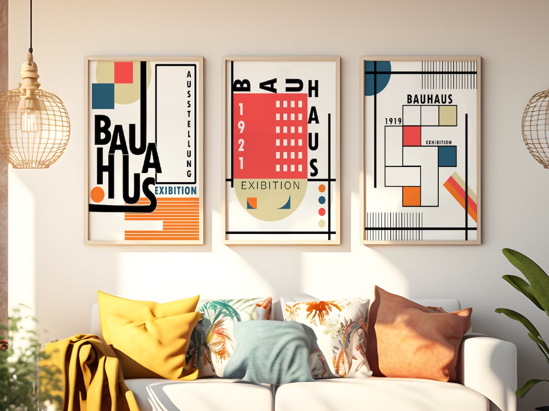 Bauhaus Gallery Wall Decor Print 3 Set, High Quality Abstract ...