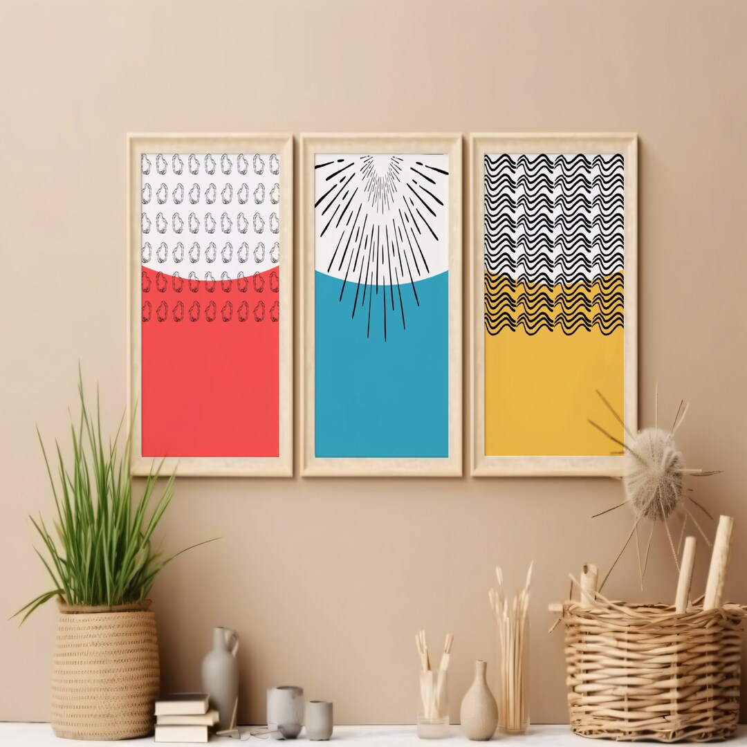 Red Yellow and Blue Abstract Contemporary Wall Decor Office Etsy