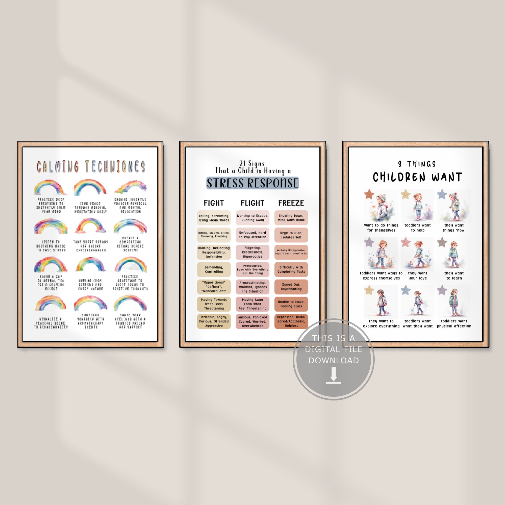 Calming Technique Classroom Decor Set of 6, Stress Response, 9 Things ...