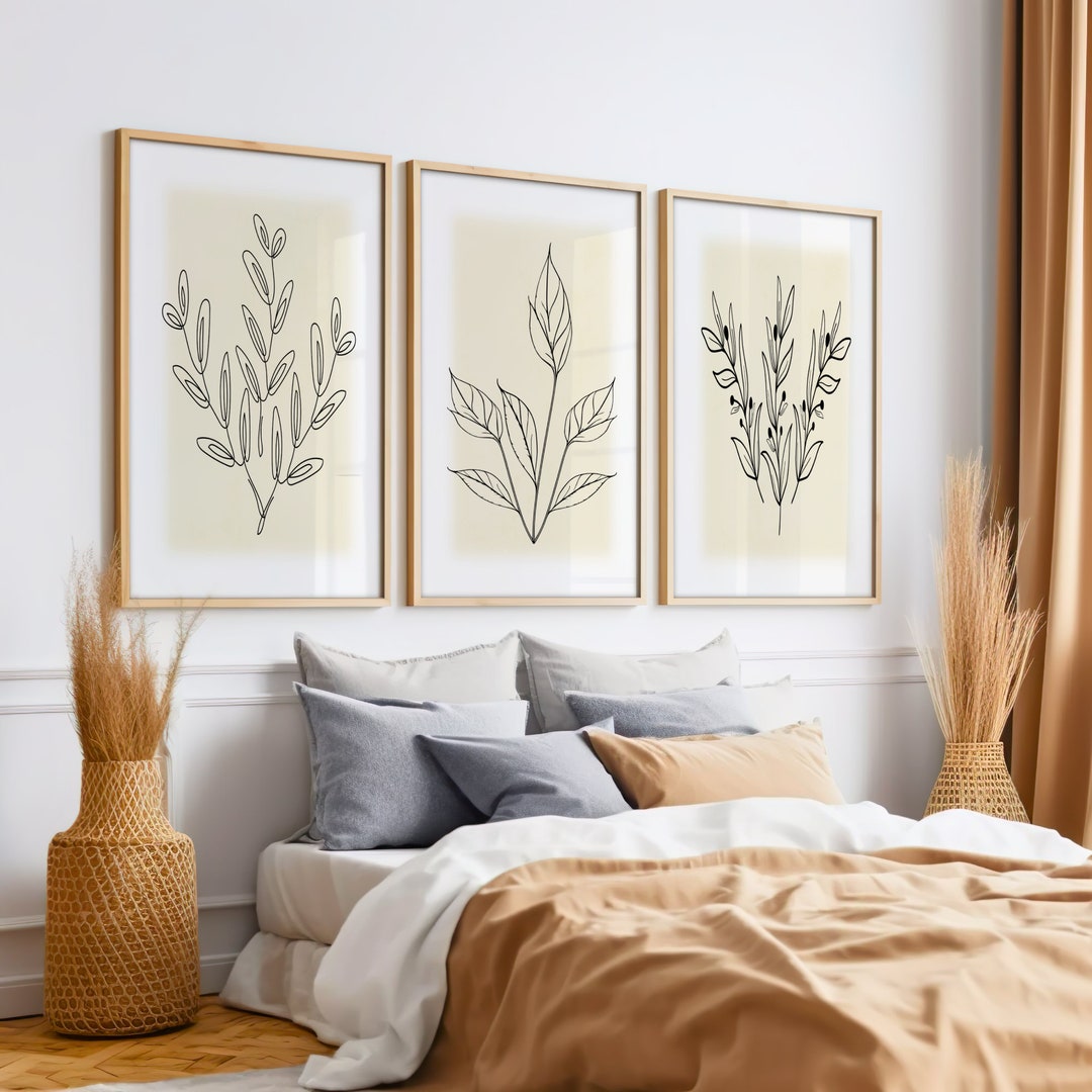 Neutral Wall Art Set of 3 Prints Botanical Print Set - Etsy