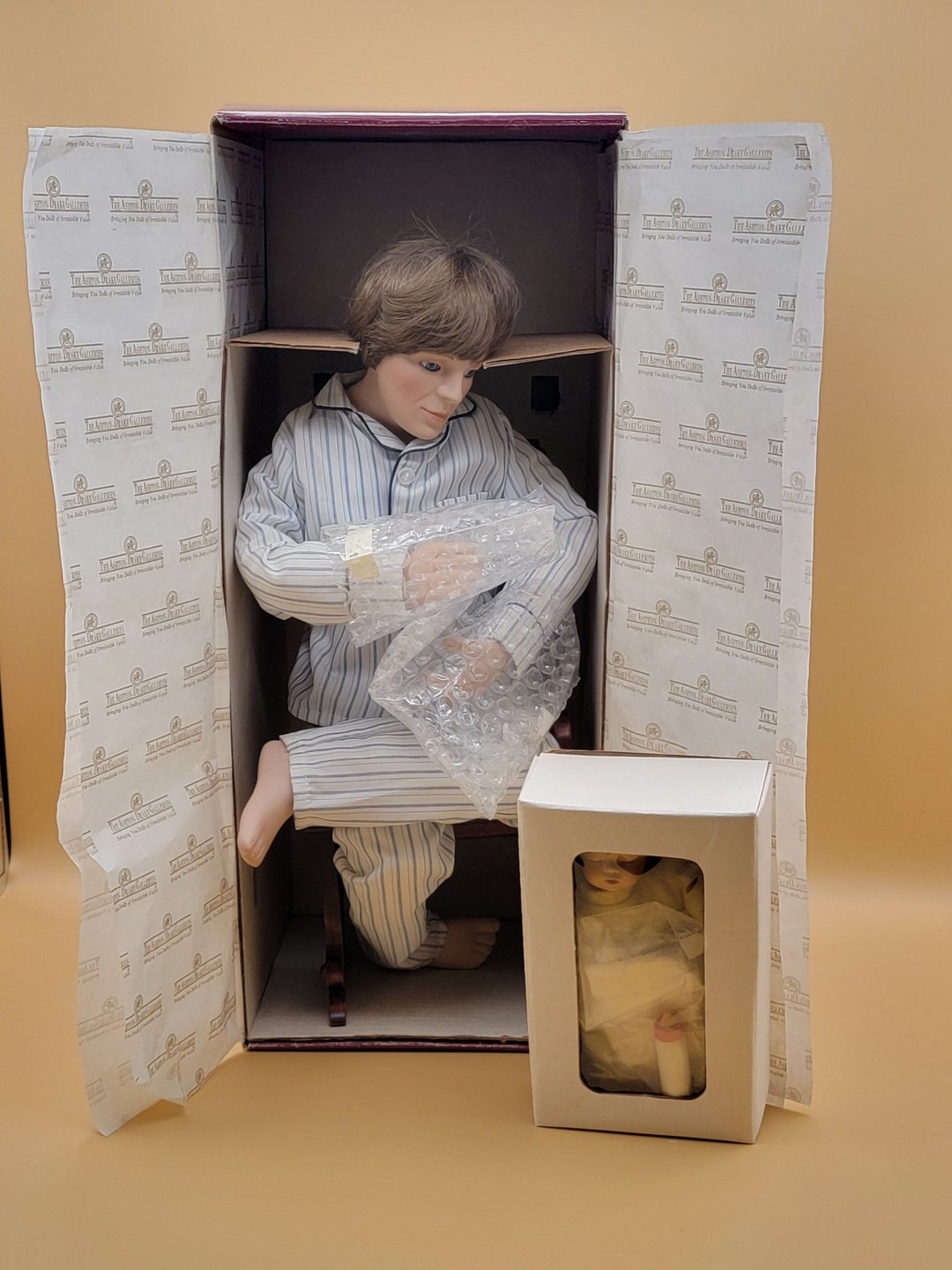 Vintage 1992 Ashton Drake Galleries, 2AM Feeding Wood Rocking Chair and