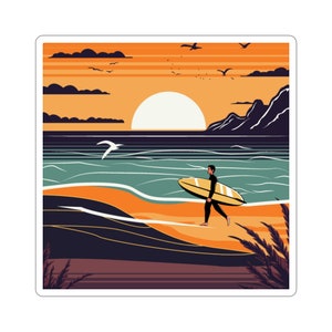 Tropical Beach Surf&#39;s Low Stickers