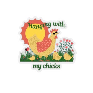 Suspendu avec mes poussins, vie à la ferme, amitié avec une petite amie Sticker