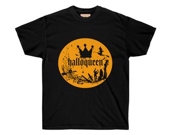 Halloqueen Halloween Witches Crown Ultra Baumwoll T-Shirt mit Scary Fledermäusen