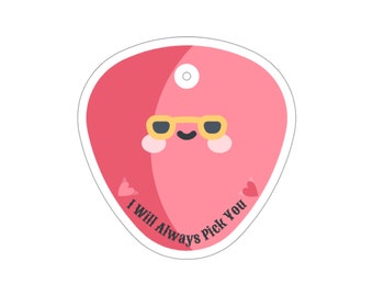 Pink Musician Guitar Pic with Hearts Sticker