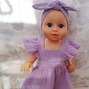 Puppenkleidung 43 cm Rosa Kleid mit Stirnband Puppenoutfit Babypuppe Baby Reborn Puppenkleidung Bild 2