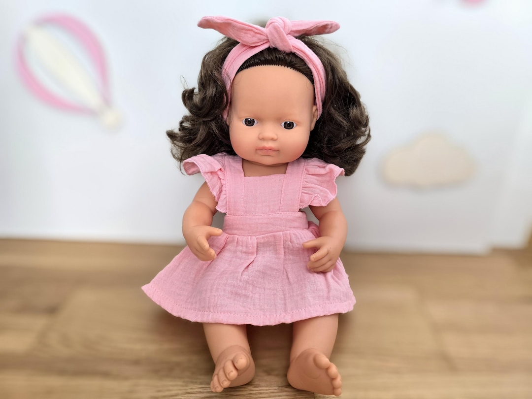 Doll Clothes 36 Cm Pink Dress With Headband Doll Outfit Baby Doll Baby ...