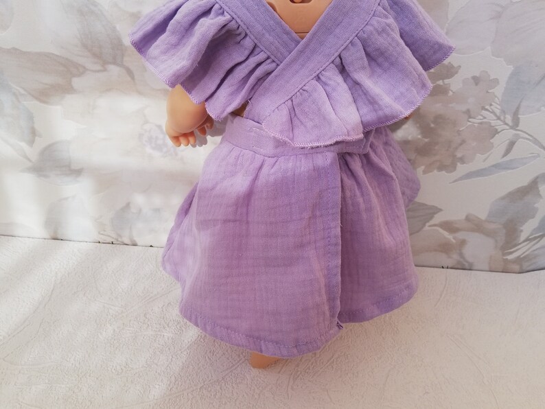 Puppenkleidung 43 cm Rosa Kleid mit Stirnband Puppenoutfit Babypuppe Baby Reborn Puppenkleidung Bild 4