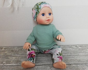 Minikane doll clothes 15inch - 18 inch set , top waffle baby trousers hat flower outfit baby doll baby reborn doll clothes Little Sunshine