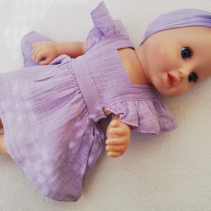 Puppenkleidung 43 cm Rosa Kleid mit Stirnband Puppenoutfit Babypuppe Baby Reborn Puppenkleidung Bild 3