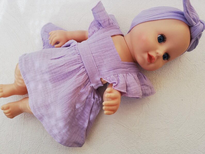 Puppenkleidung 43 cm Rosa Kleid mit Stirnband Puppenoutfit Babypuppe Baby Reborn Puppenkleidung Bild 3